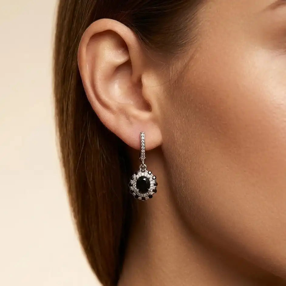 Black Royal Azure Drop Earrings