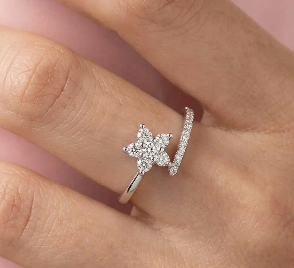 The Ethereal Pear Open Ring (Adjustable)