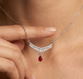 Red Royal Azure Teardrop Necklace