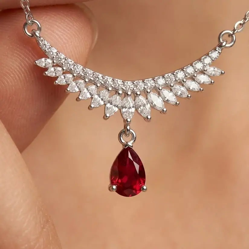 Red Royal Azure Teardrop Necklace