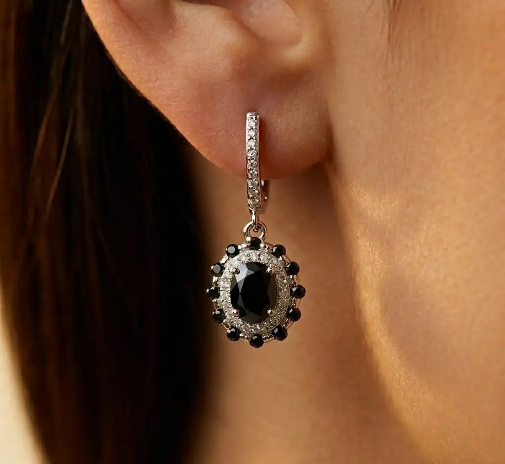 Black Royal Azure Drop Earrings