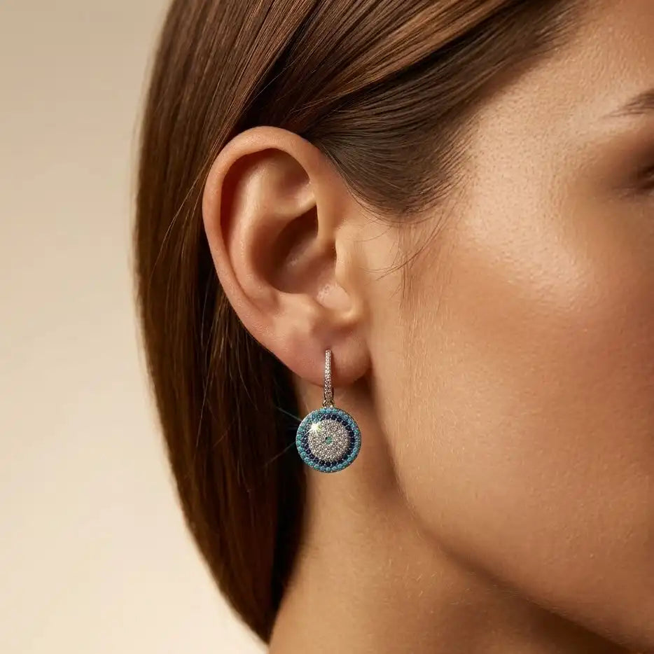 Turquoise Helix Pavé Drop Earrings
