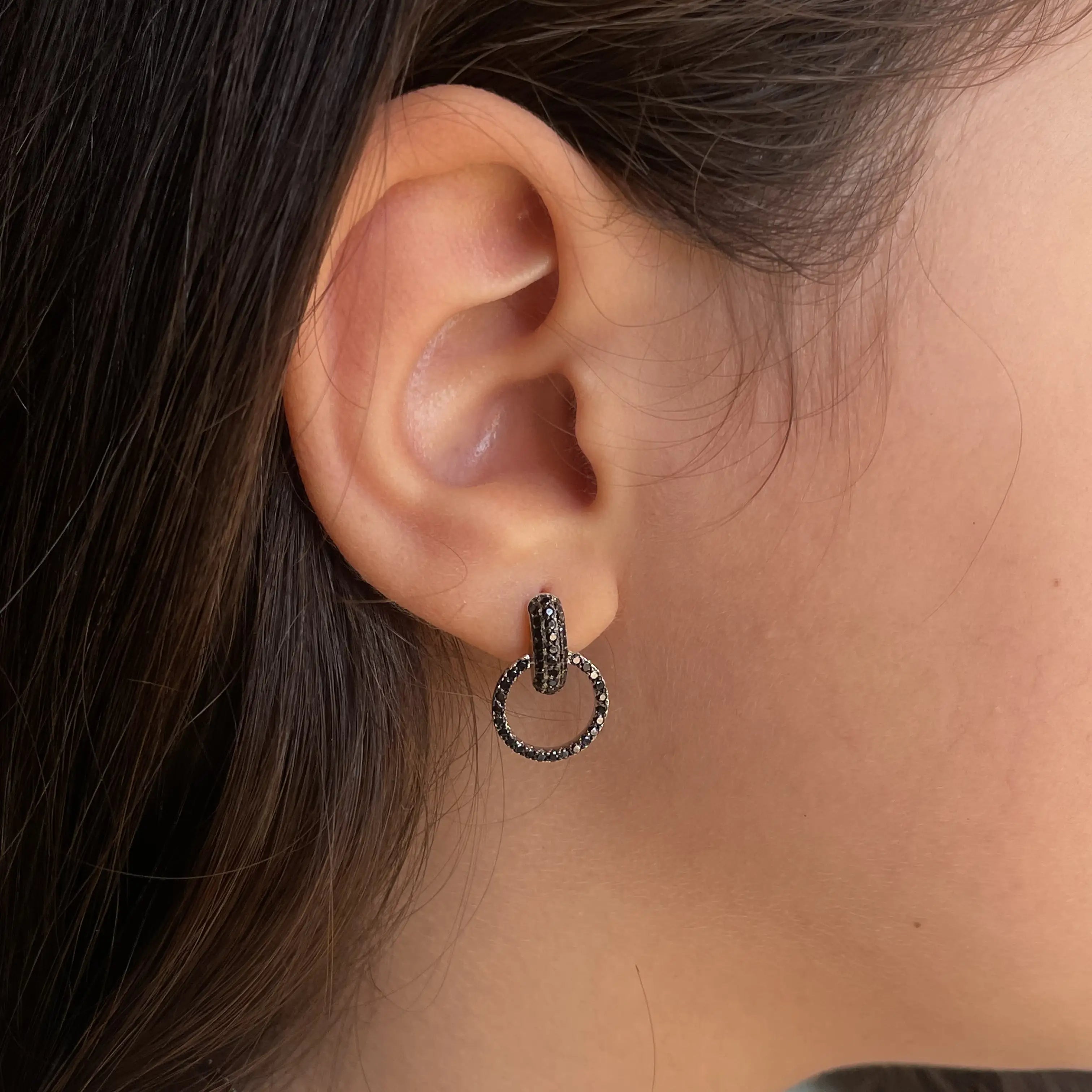 Noir Eternity Circle Earrings