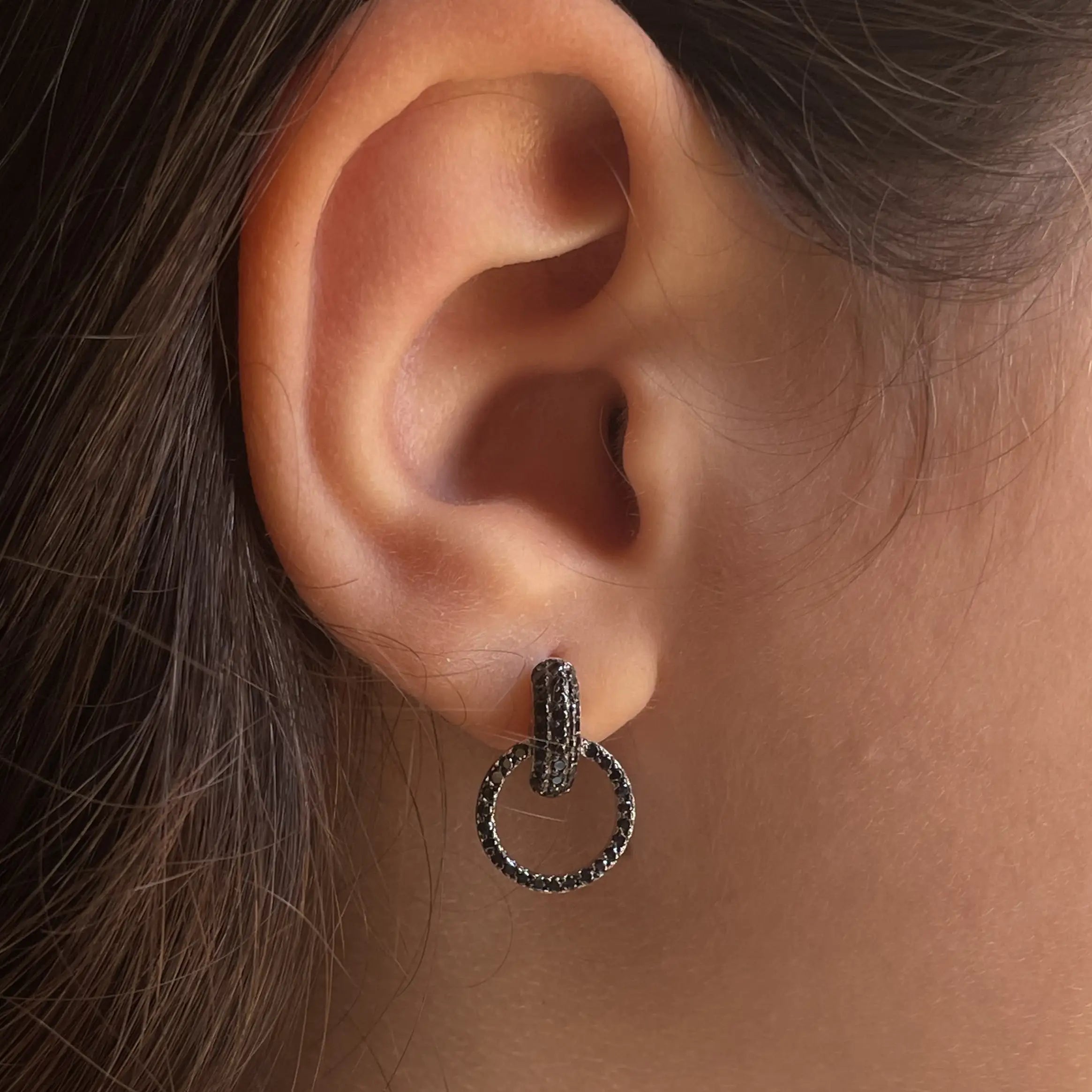 Noir Eternity Circle Earrings