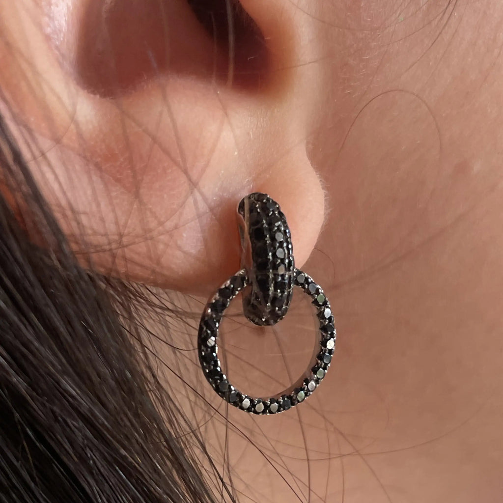 Noir Eternity Circle Earrings