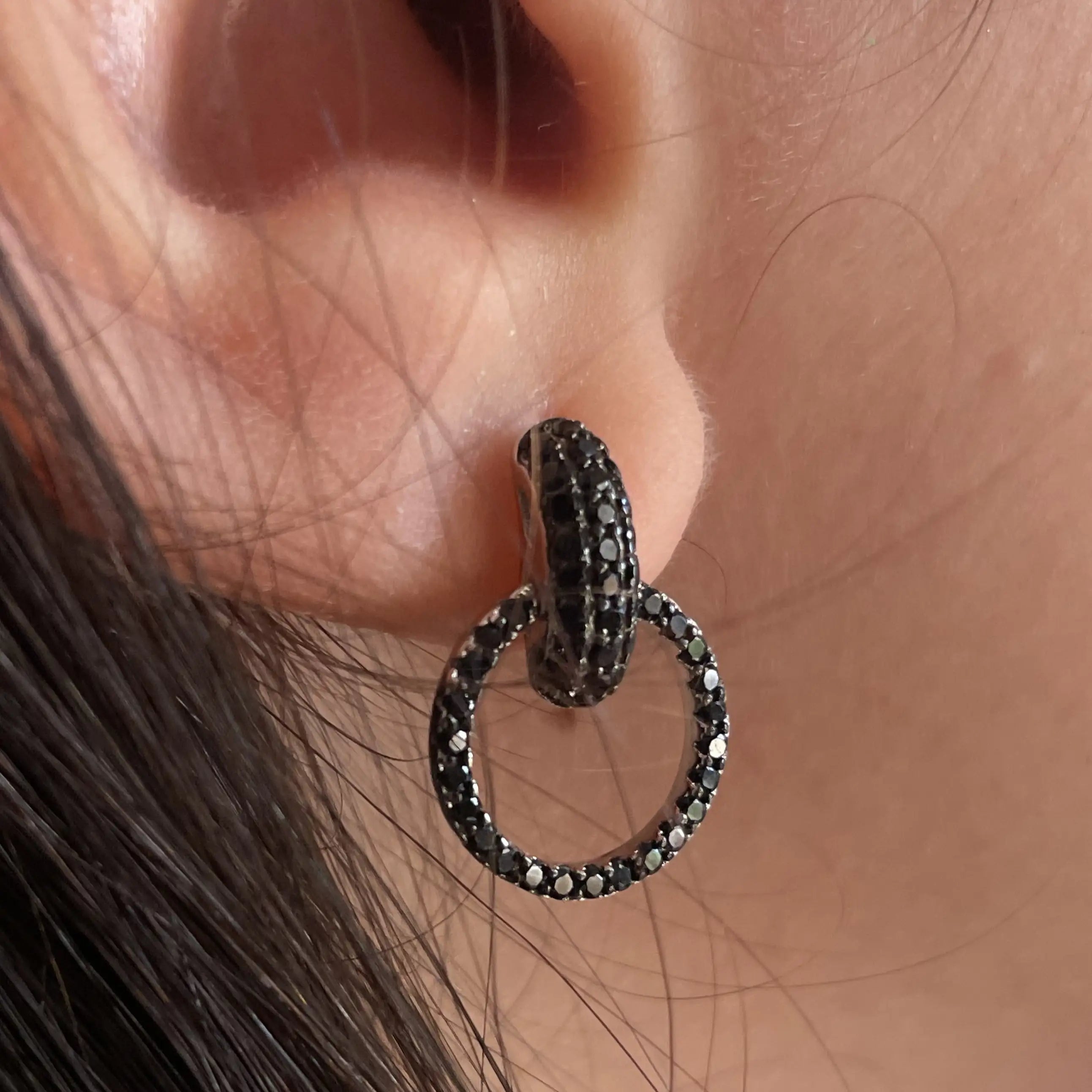 Noir Eternity Circle Earrings
