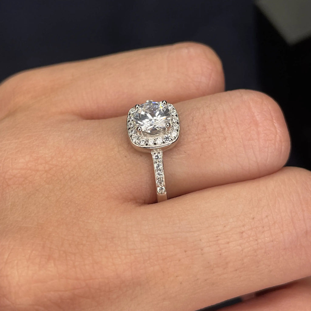 Elegant Cushion Halo Ring