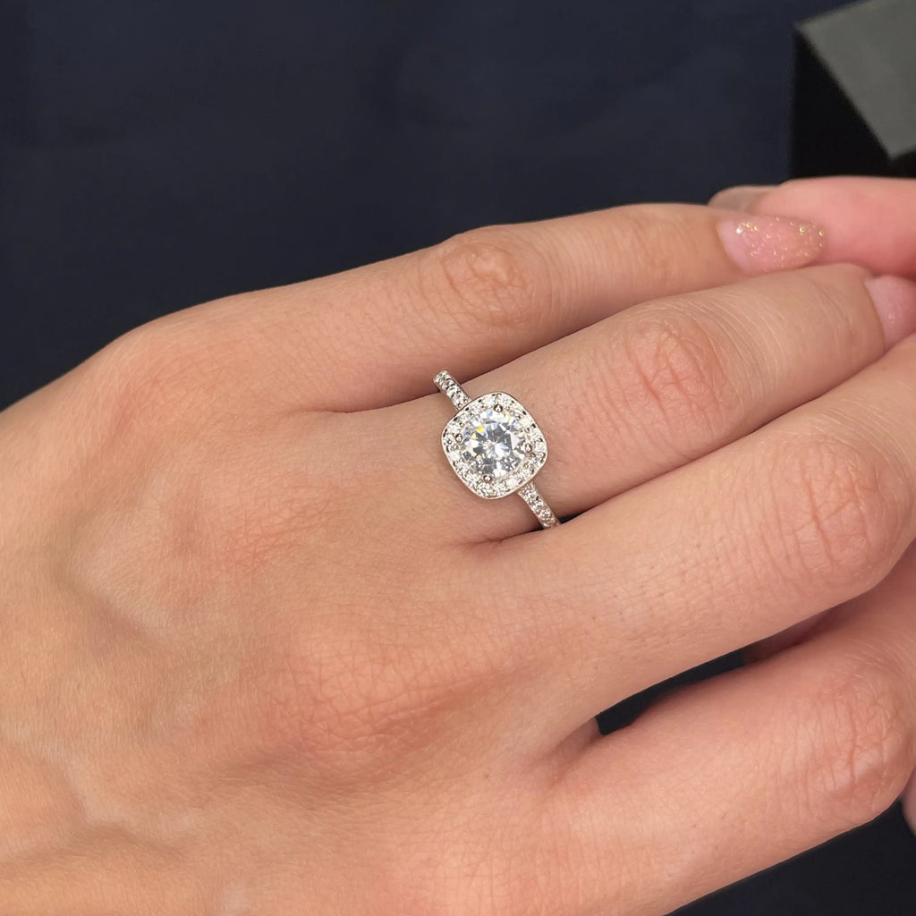Elegant Cushion Halo Ring