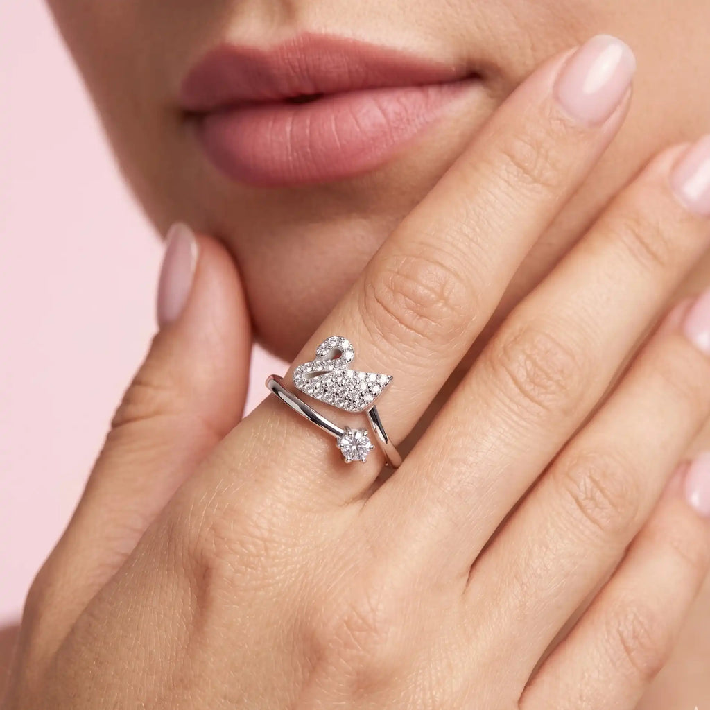 The Graceful Swan Bypass Ring (Adjustable)