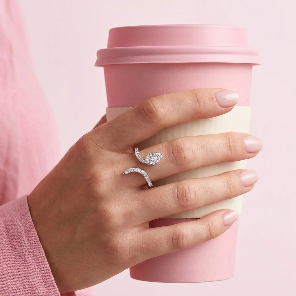 The Serpentine Pavé Wrap Ring (Adjustable)