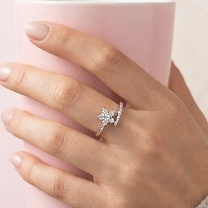 The Ethereal Pear Open Ring (Adjustable)